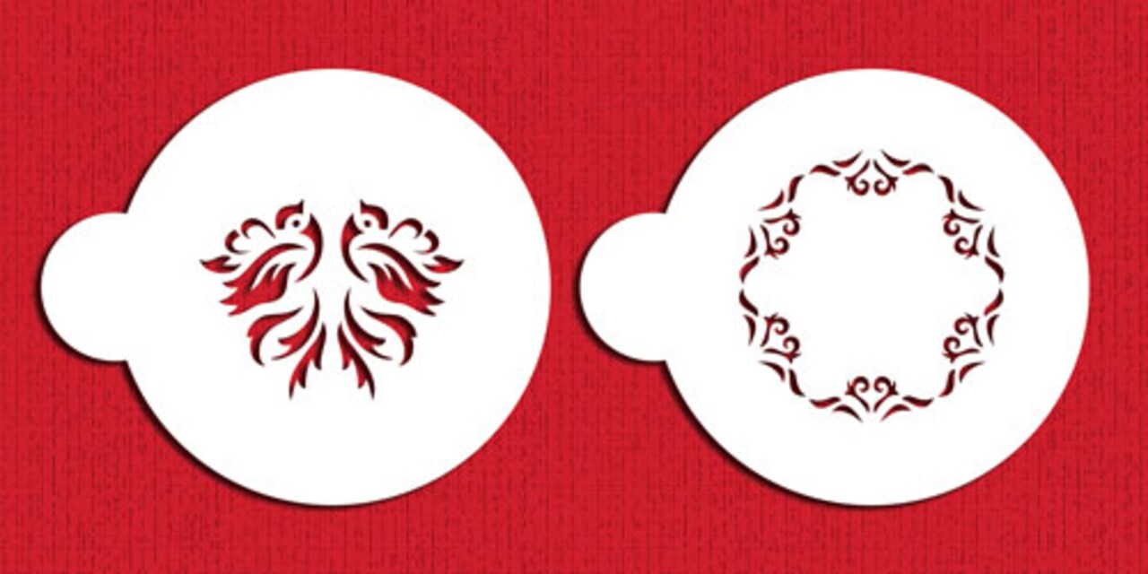 Wedding Doves Cookie Stencil Set | C729 by Designer Stencils | Cookie Decorating Tools | Baking Stencils for Royal Icing, Airbrush, Dusting Powder | Reusable Plastic Food Grade Stencil for Cookies | Easy to Use & Clean Cookie Stencil